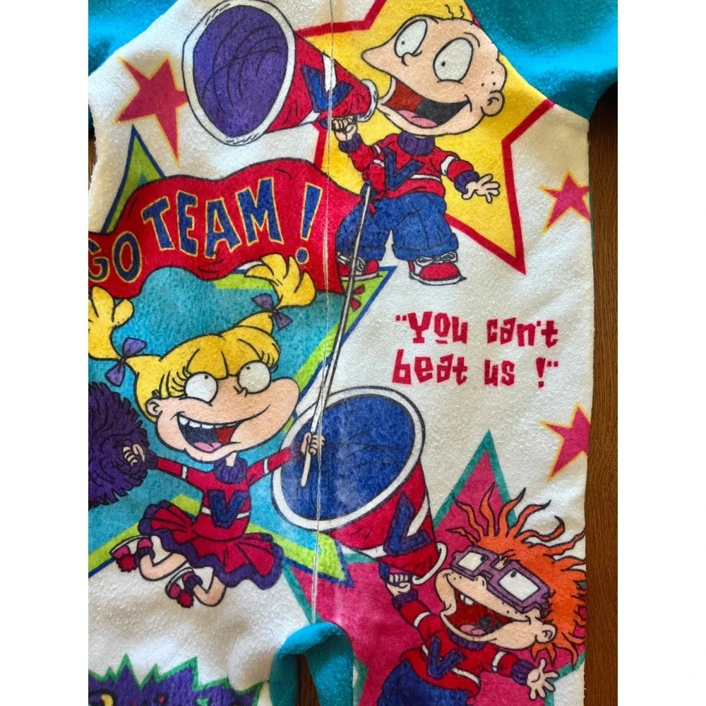 Vintage 1998 Rugrats Fleece Pajama Jumpsuit Romper Kids Size 6 Tommy Chuckie